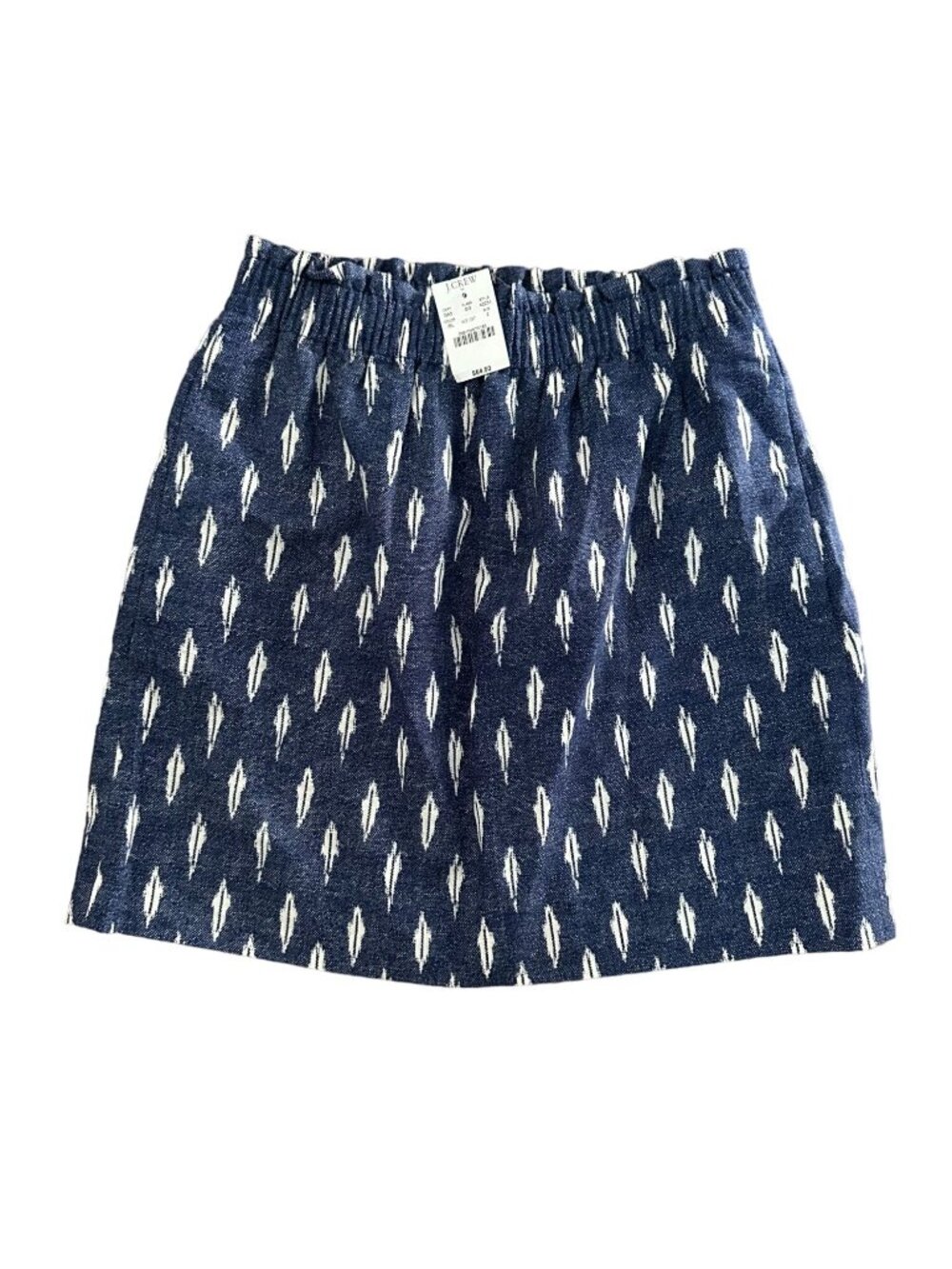 J CREW Blue White Patterned Skirt Size 2 NEW